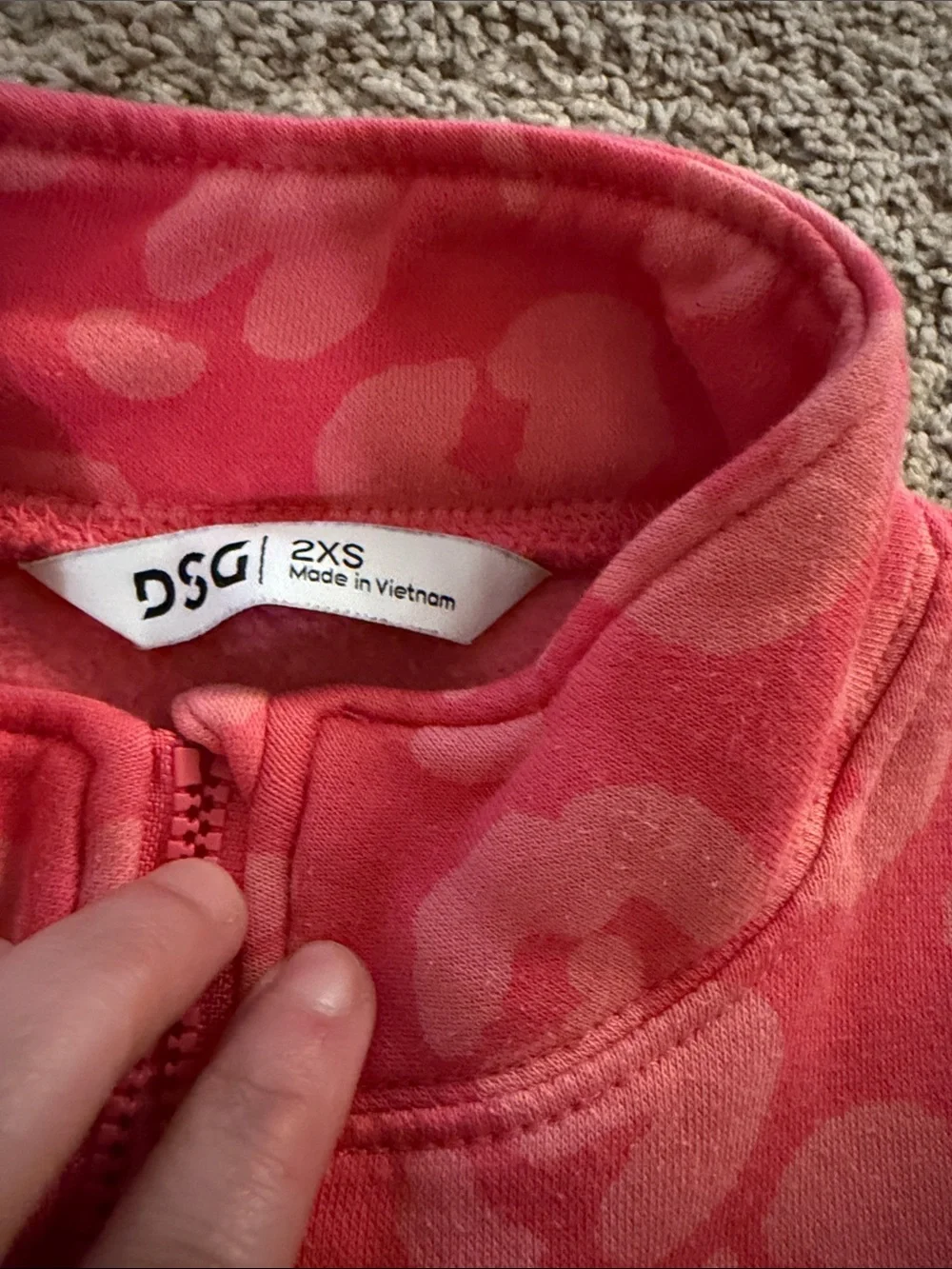 DSG Girls' Coral Pink Leopard Half-Zip Puffer Pullover